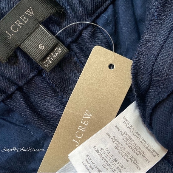 J.Crew NWT navy linen pull on ankle pants *shop@iamwarrior - Picture 8 of 9